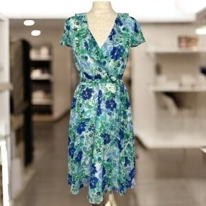 GEORGE Watercolor/Floral Ruffle Sleeve Dress 8